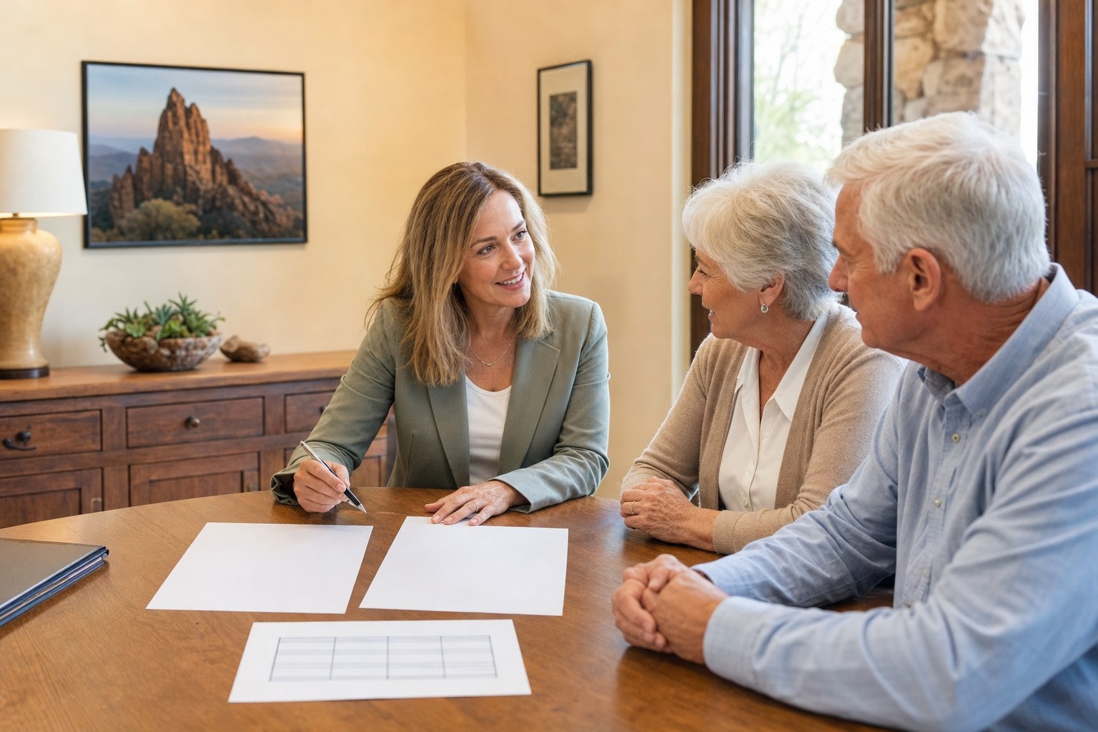 Advisor talking through Medicare choices with an older couple